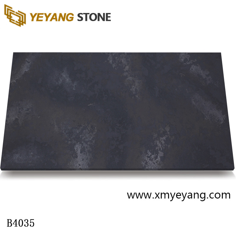 Piedra de cuarzo artificial de ingeniería negra decorativa para interiores B4035