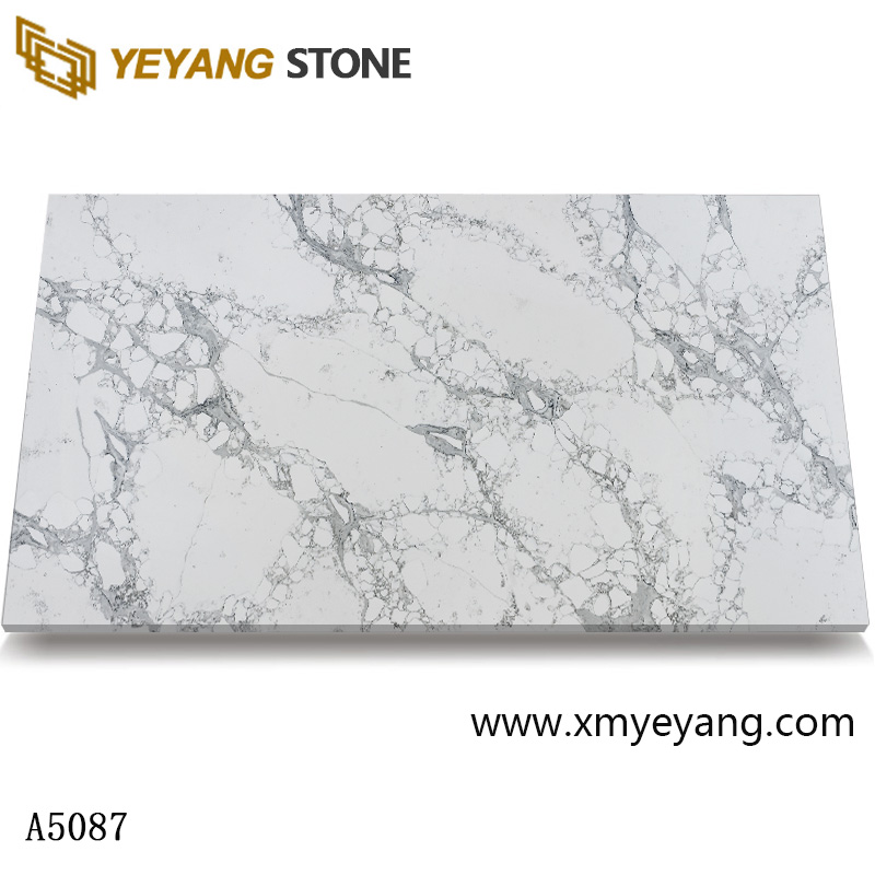 White Artificial Calacatta Quartz Stone Slab A5087