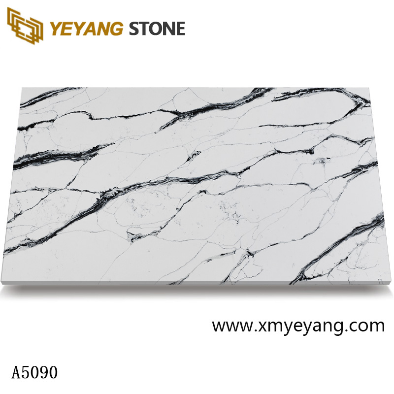 Calacatta and Marble-Like Veined Quartz Slab A5090