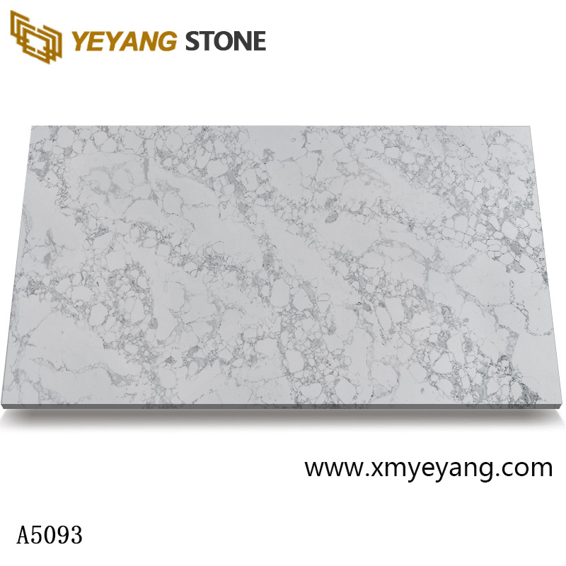Witte kunstmatige Calacatta-kwartssteenplaat met grijze aders A5093