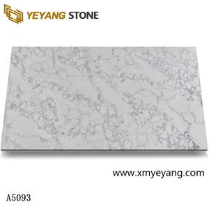 Witte kunstmatige Calacatta-kwartssteenplaat met grijze aderen A5093