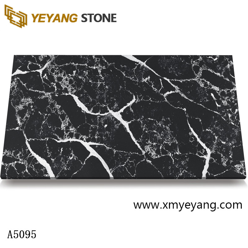 Decoratiemateriaal van zwarte Carrara kunstmatige kwartssteenplaat A5095
