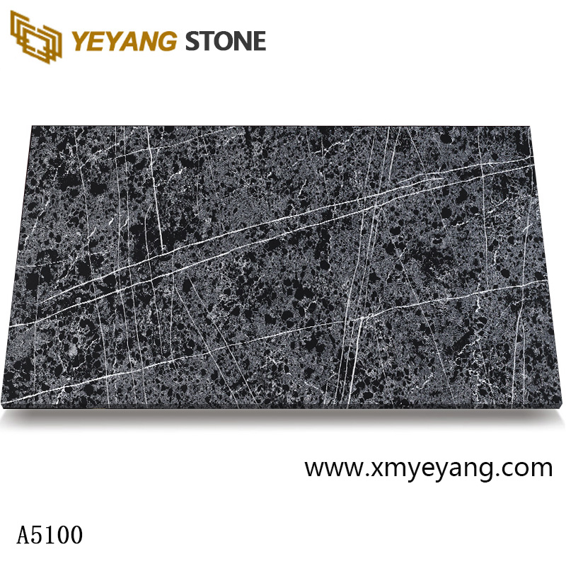 Solid Surface Black Carrara Quartz A5100