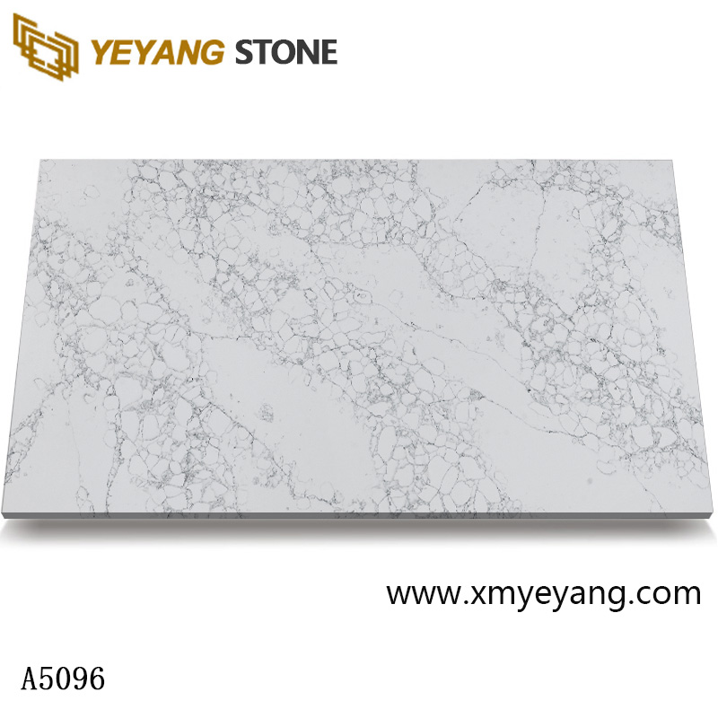 White with Grey Veins Artificial Quartz Stone Slabs A5096