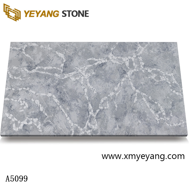 Grey Base with White Vein Carrara Artificial Quartz Countertop Kitchen A5099