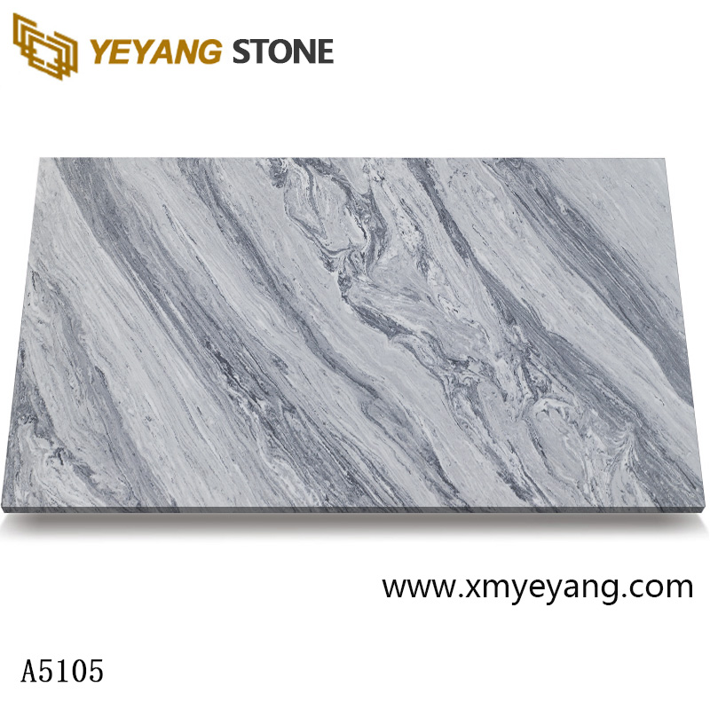 Calacatta Quartz White Grey Patterns Veins A5105