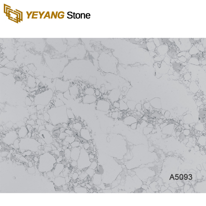 White Artificial Calacatta Quartz Stone Slab with Grey Veins A5093