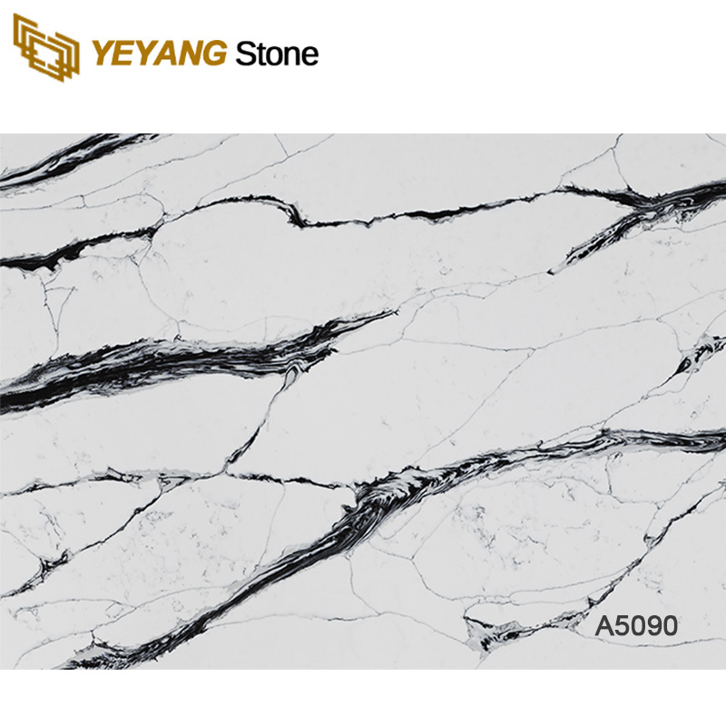 Calacatta and Marble-Like Veined Quartz Slab A5090