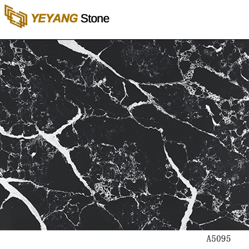 Decoration Material of Black Carrara Artificial Quartz Stone Slab A5095