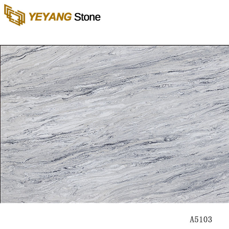 Artificial Stone polished Grey white quartz with White veins A5103