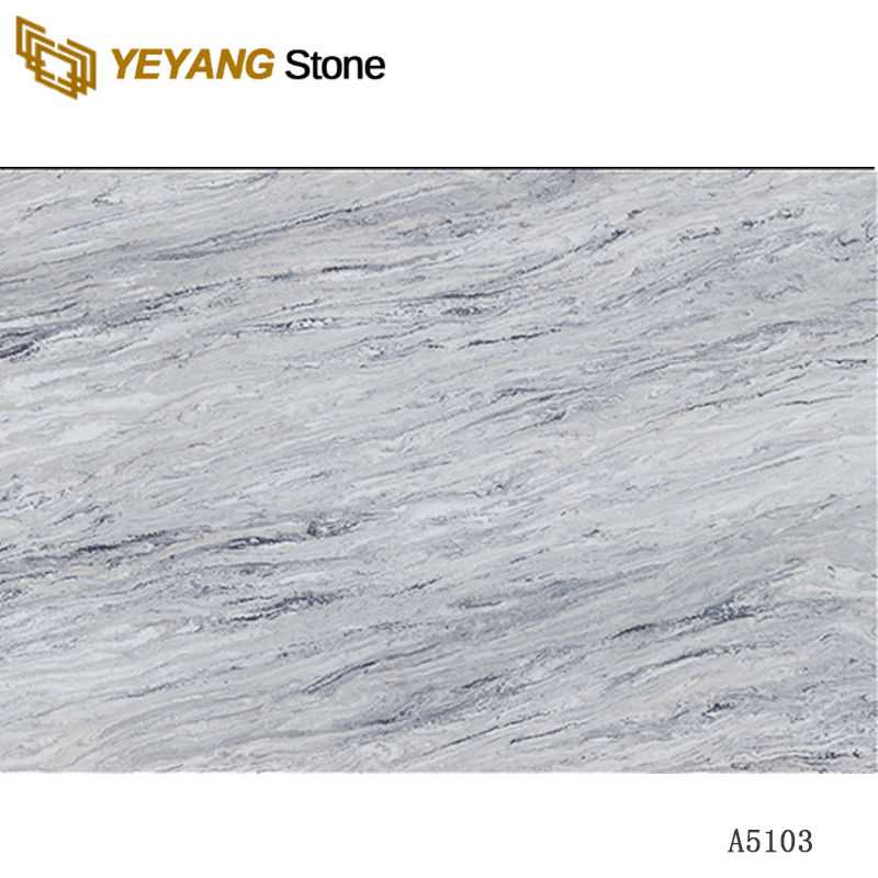 Artificial Stone polished Grey white quartz with White veins A5103