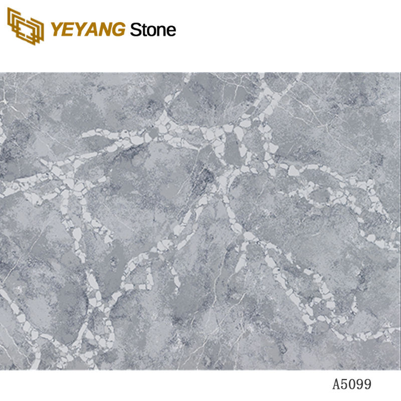 Grey Base with White Vein Carrara Artificial Quartz Countertop Kitchen A5099