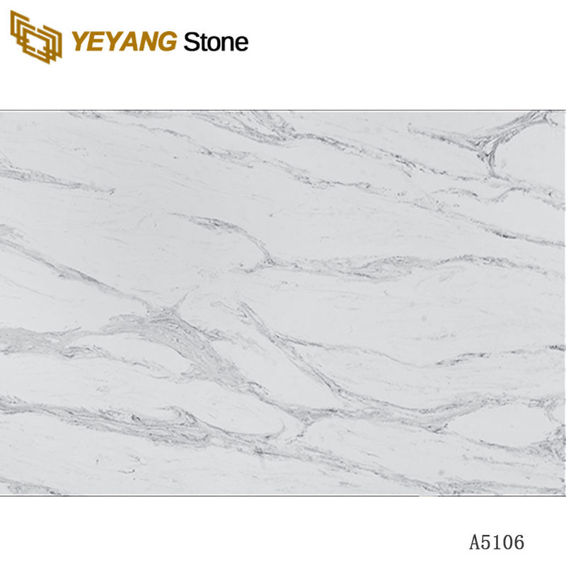 Special White Calacatta Quartz Stone Slab with Grey Veins A5106