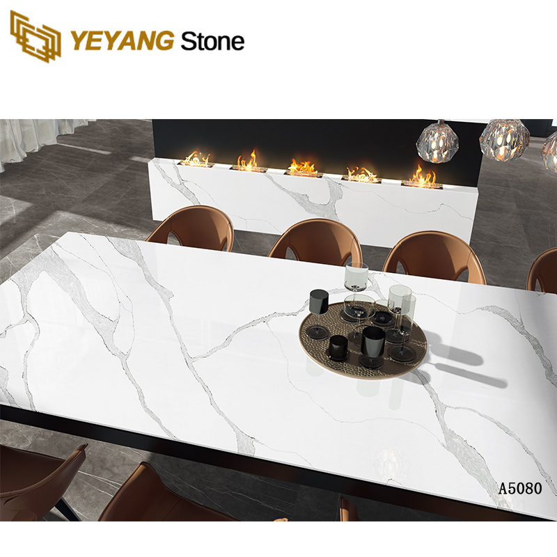 Artificial Stone White Quartz Counter Top for Kitchen Surface A5080