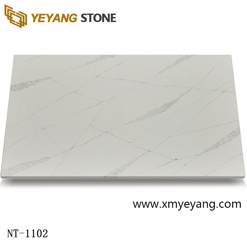 Artificial Marble Countertop White Calacatta Quartz Stone NT-1102