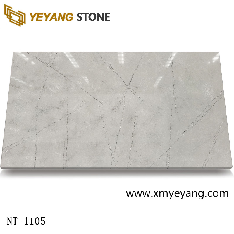 Artificial Crackled Quartz Stone with Calacatta Marble Solid Surface NT-1105