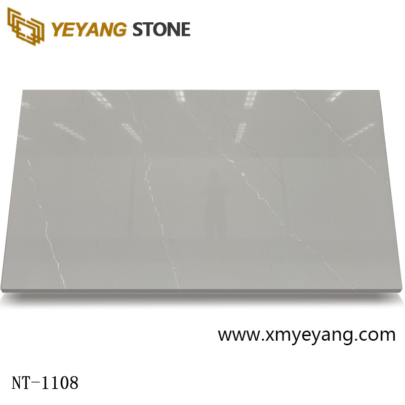 Grande dalle de pierre de quartz artificielle pierre grise pour dessus de table NT-1108