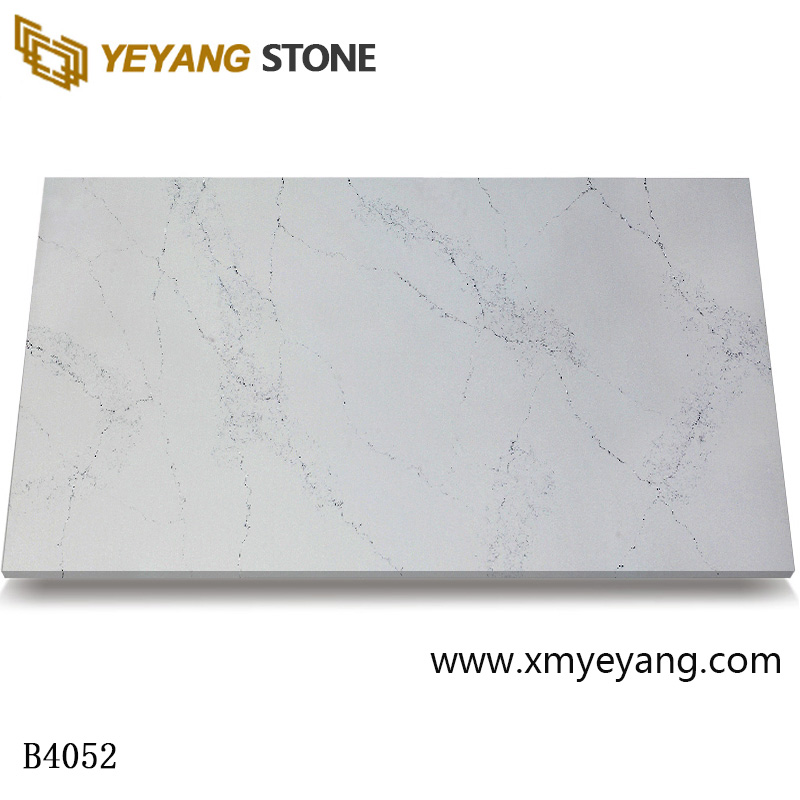White quartz slab with fine pattern stone surface B4052