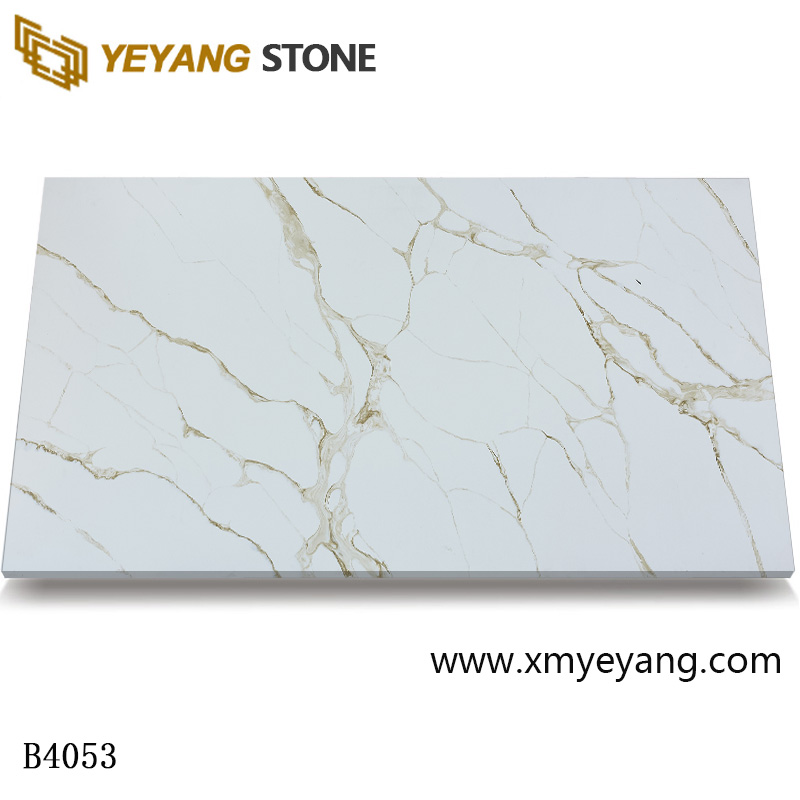 Gold calacatta quartz countertop surface supplier B4053