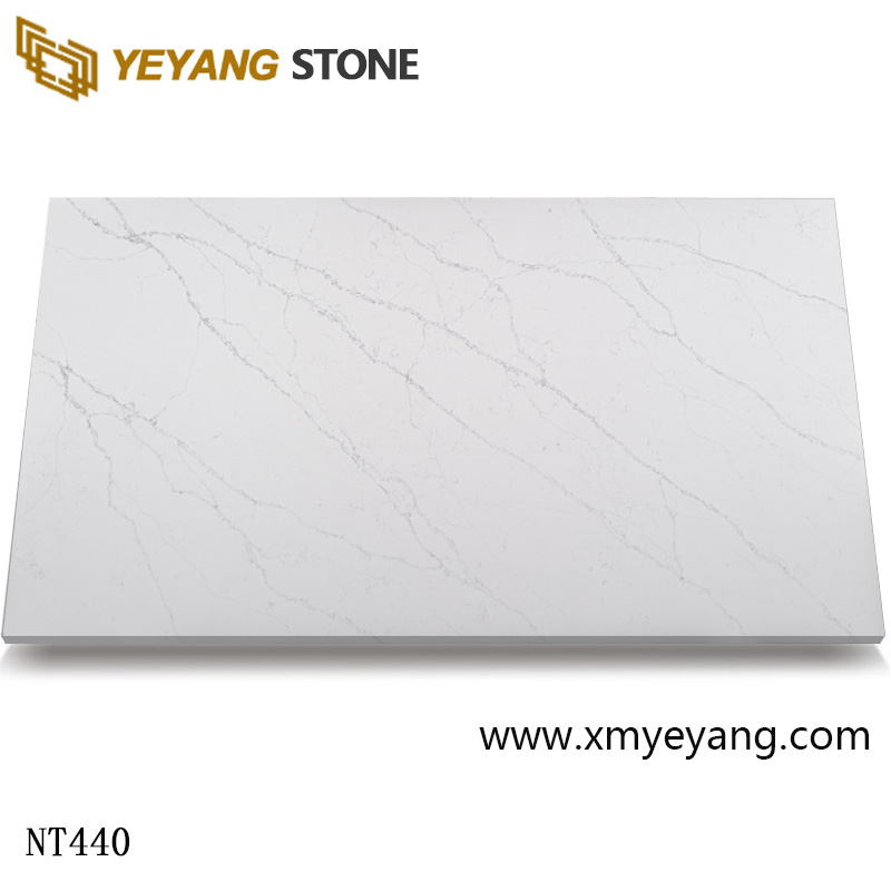 Artificial White Vein Calacatta Stone Slab White Quartz NT440