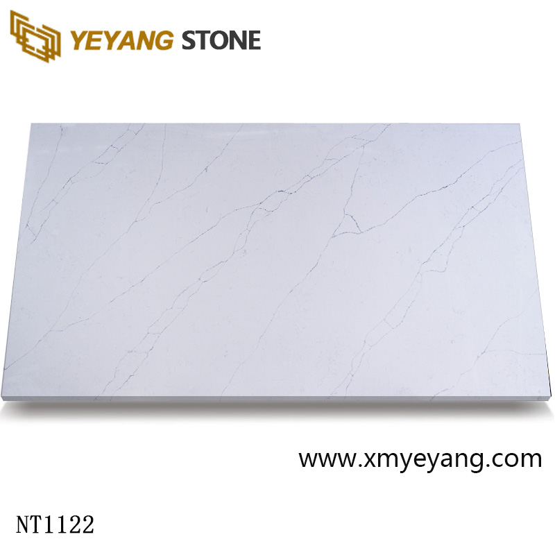 Marmeren aderoppervlakte kunstmatige Calacatta-kwartssteen voor werkbladen van kwartskeukens NT1122