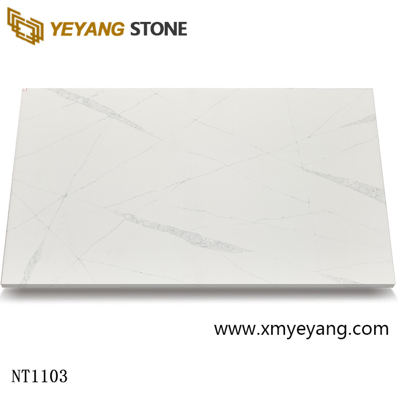 Λευκή πλάκα χαλαζία με τεχνητή πέτρα μεγάλης γκρι φλέβας NT1103