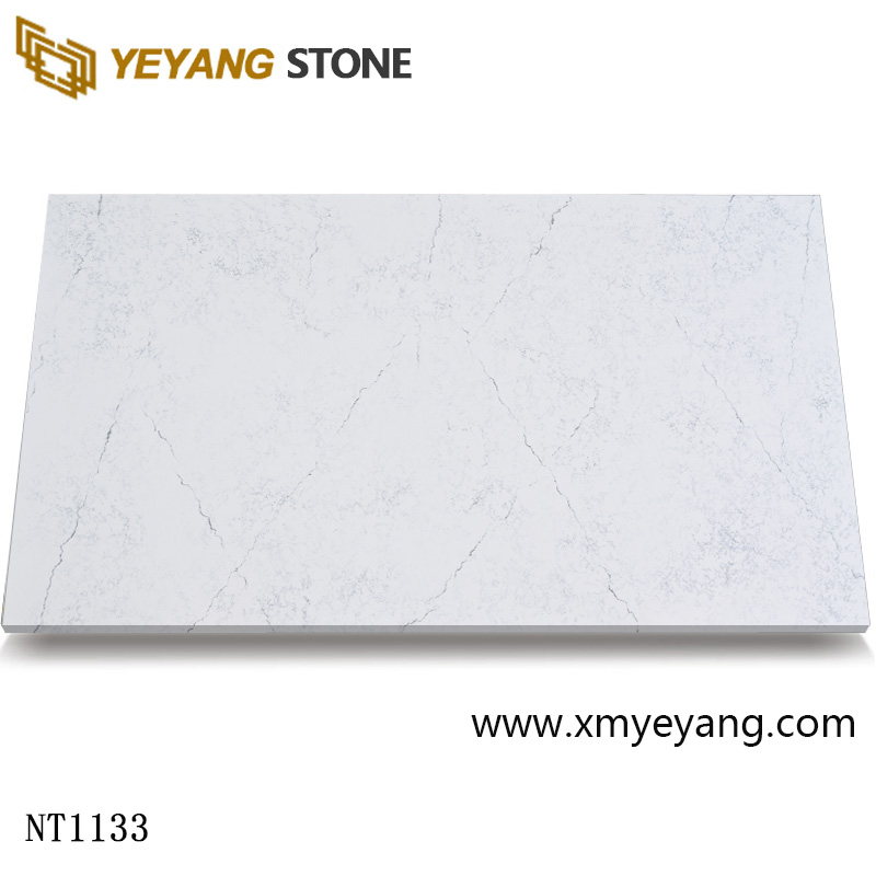 White Artificial Stone Slab Quartz with Beautiful Light Veins NT1133