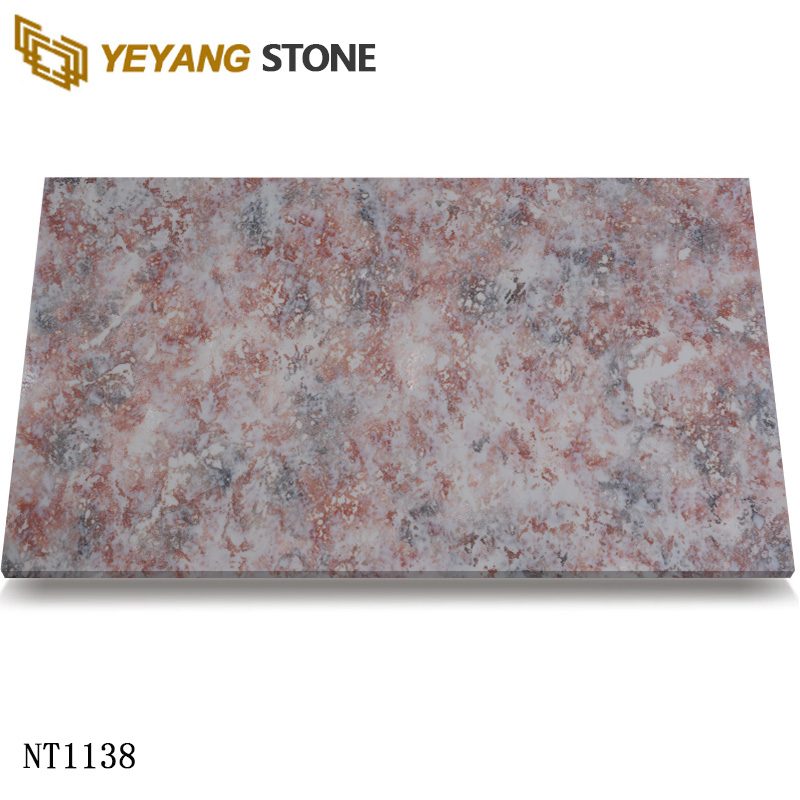 Piatră artificială de cuarț alb/roșu/negru/gri NT1138