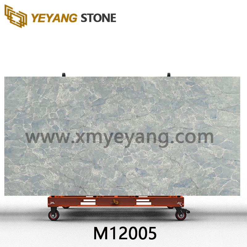 Crystal Blue Marble Slabs Blue Quartz Slab | Luxury Series M12005