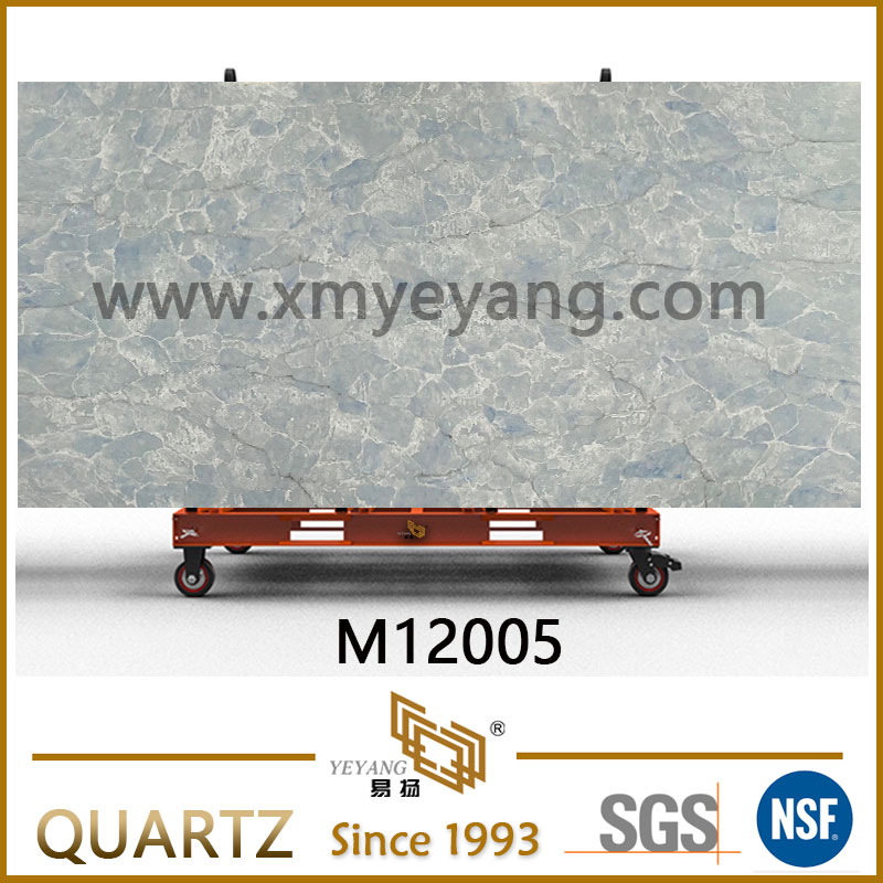 Crystal Blue Marble Slabs Blue Quartz Slab | Luxury Series M12005