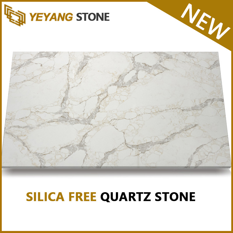 Grey Vein White Silica Free Quartz Artificial Stone for Floor Non-Silica