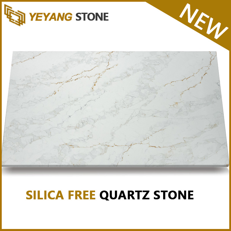 Grey Vein White Silica Free Quartz Artificial Stone for Floor Non-Silica