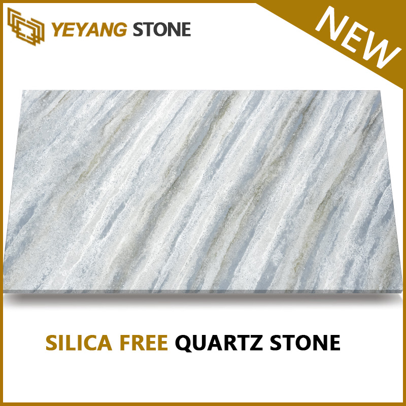 Grey Vein White Silica Free Quartz Artificial Stone for Floor Non-Silica