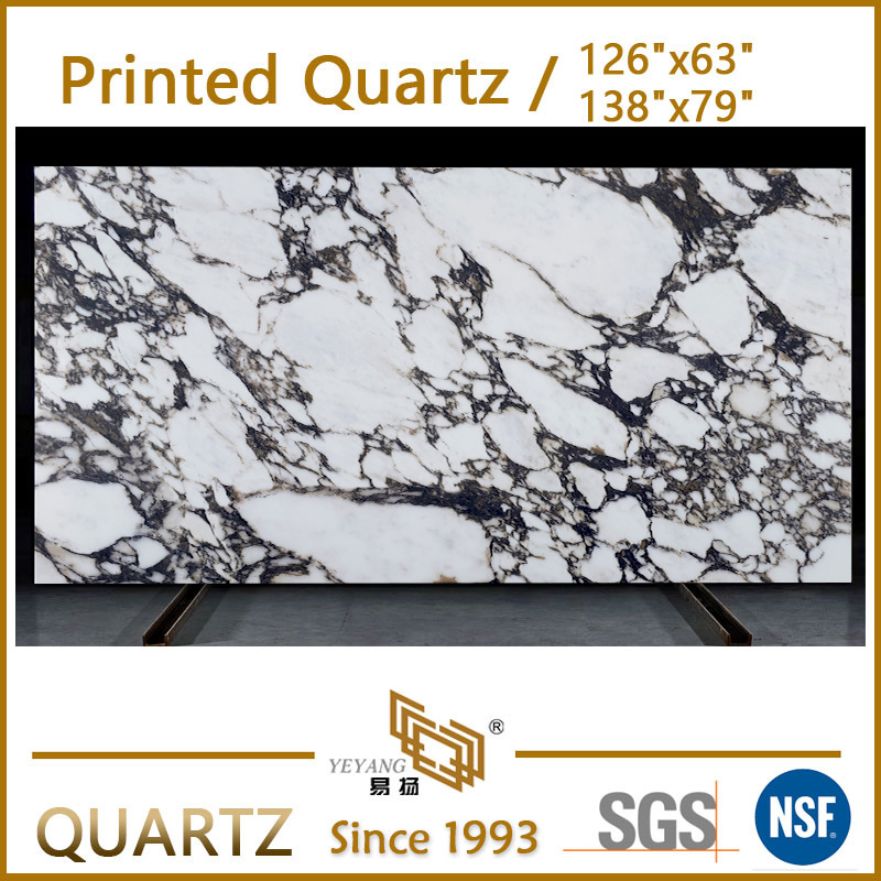 Full Body 3D Printed Quartz for Kitchen Island Bathroom Vanity Printed Quartz Slabs PQ0006