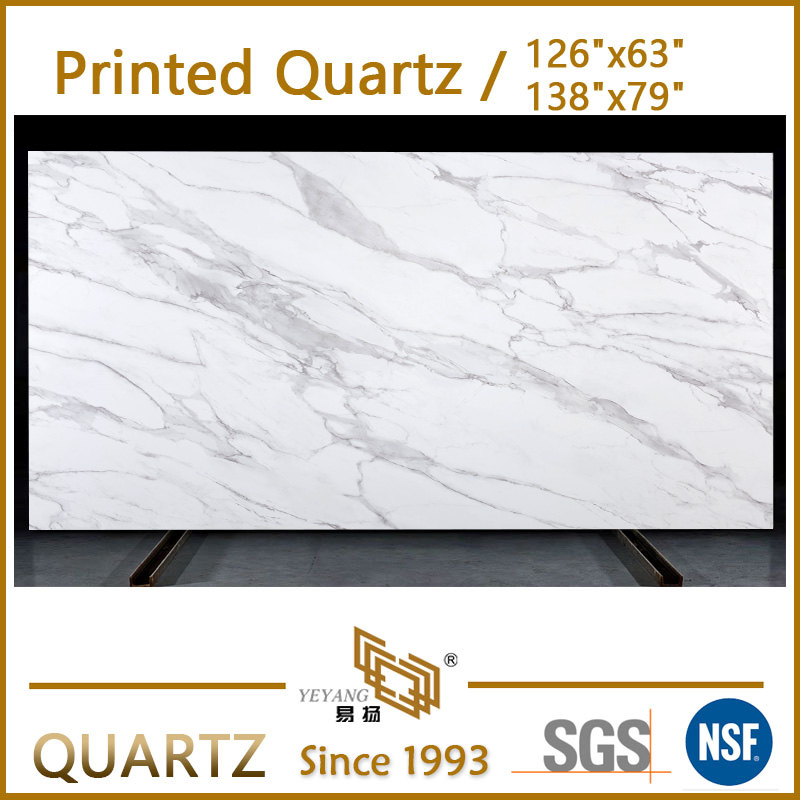 Full Body 3D Printed Quartz for Kitchen Island Bathroom Vanity Printed Quartz Slabs PQ0006