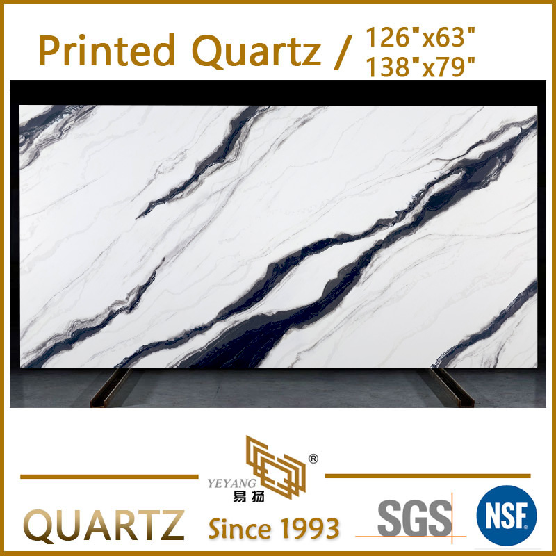 Full Body 3D Printed Quartz for Kitchen Island Bathroom Vanity Printed Quartz Slabs PQ0006