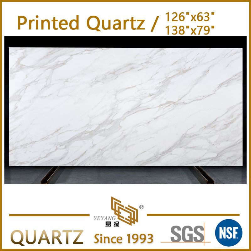 Top Printed Quartz 3D Printed Solid Quartz Slabs Engineer Stone PQ0007