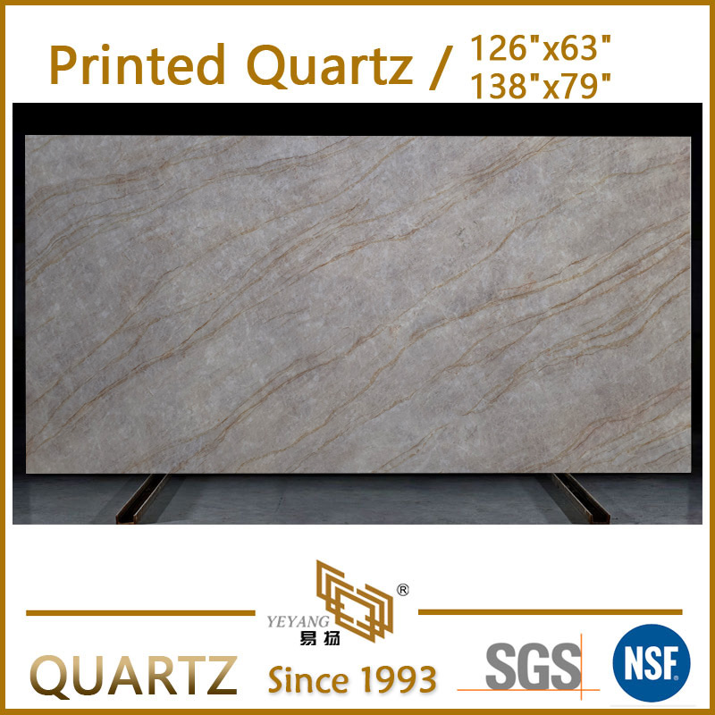 Quartz Kitchen Countertop Printed Quartz Slabs With SGS Certificate PQ0009