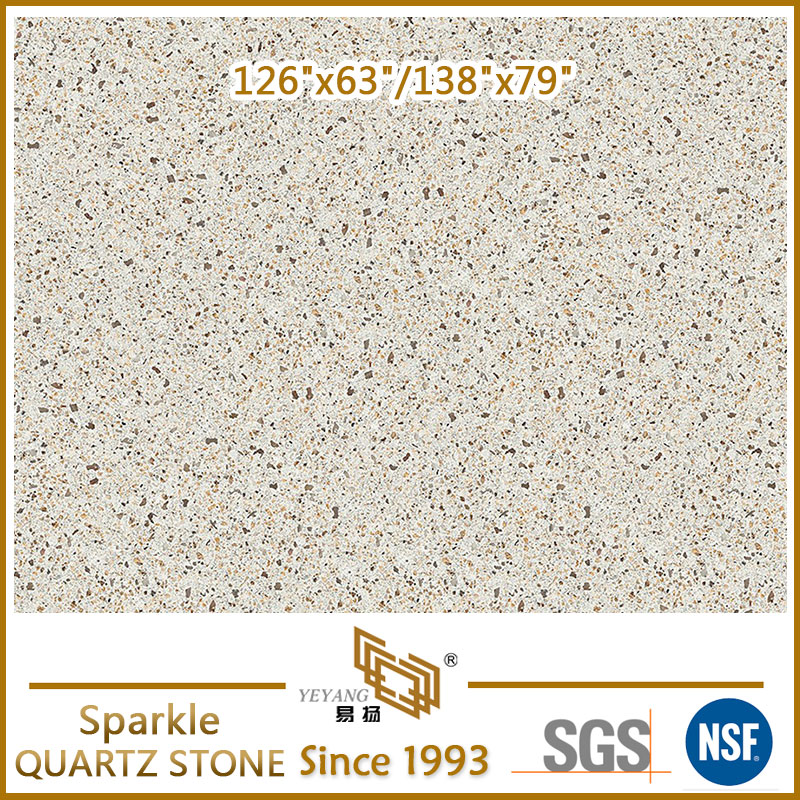 Polished Surface Beige Quartz Slabs with SGS Certificate SPK0002