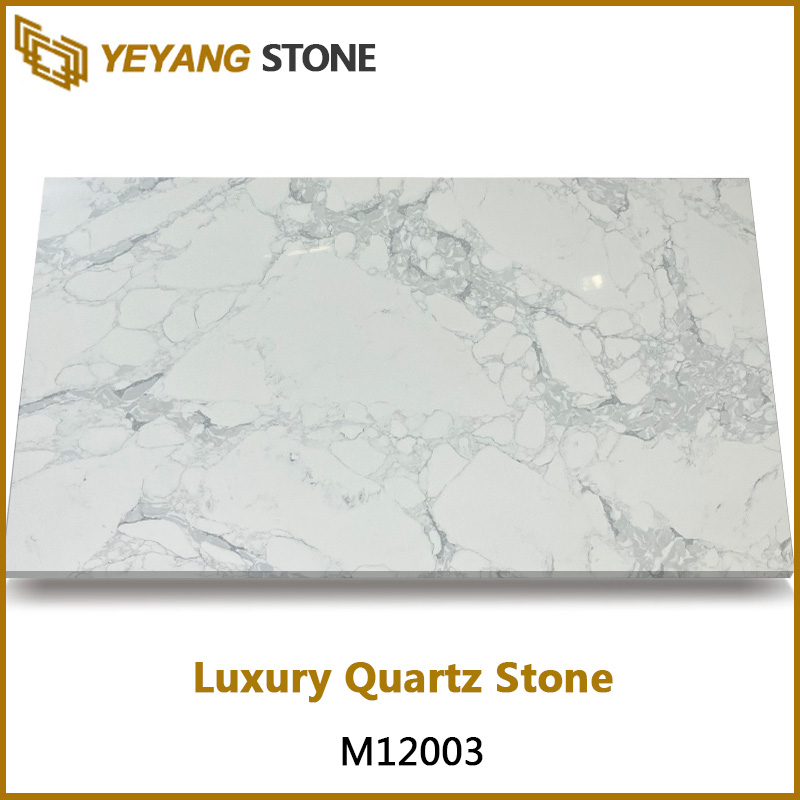 Polished Calacatta Quartz Slab Luxury Quartz Series M12003