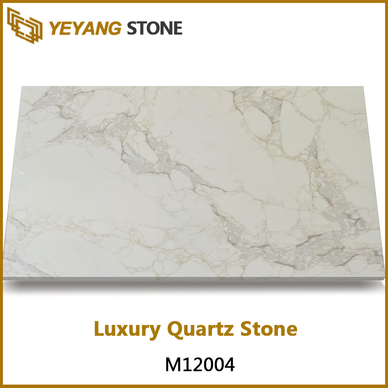 Golden Veins Calacatta Quartz Slab Luxury Quartz Series M12004