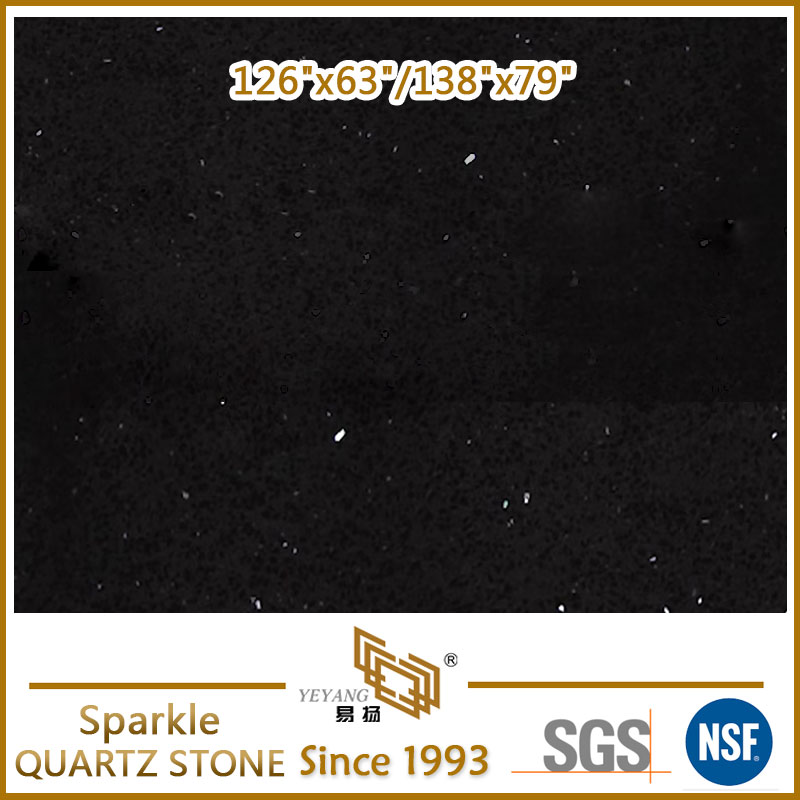 Polished Galaxy Black Sparkle Quartz Slabs SPK0004 For Bathroom Vanity