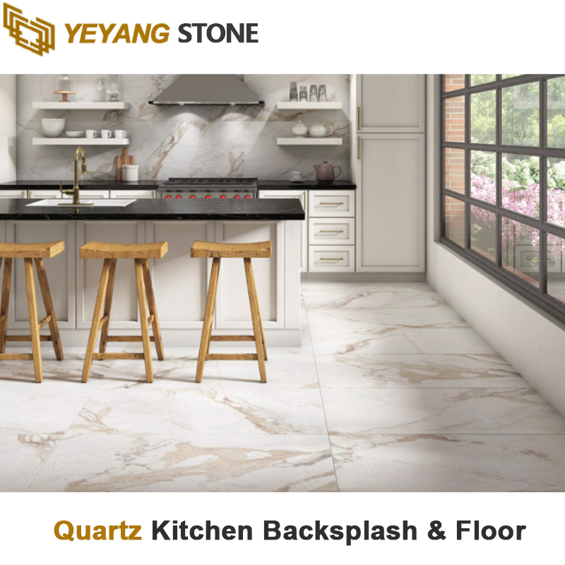 Calacatta Quartz Countertops, Flooring, Backsplash Tile for Kitchen