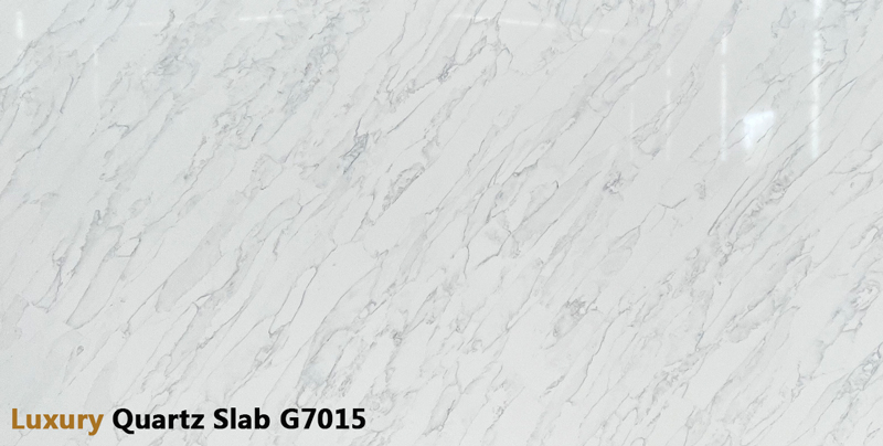 Polished Arabesque Cloud Calacatta Quartz Slab for Minimalist Space G7015