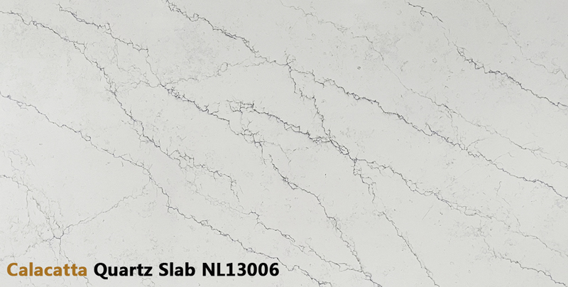 Organic Gray Veins Clacatta Quartz Slab for Interior Design NL13006