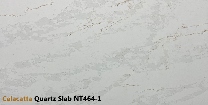Subtle Gray Veining Calcacatta Quartz Slab for Elegance NT464-1