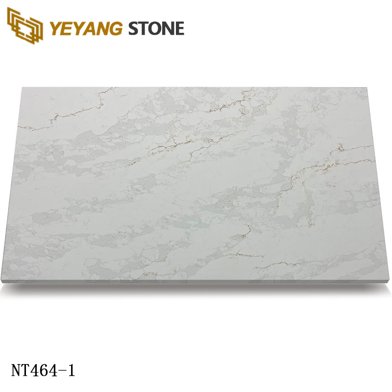 Subtle Gray Veining Calcacatta Quartz Slab for Elegance NT464-1