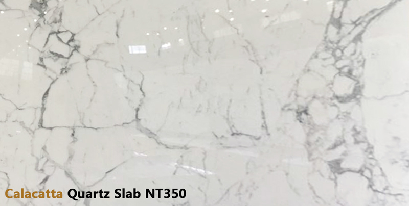 Bold Gray Veins Statuario White Quartz Slab with Lux Finish NT350