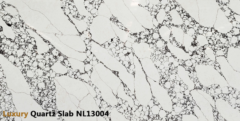 Dramatic Gray Veins Calacatta Quartz Surface for Islands NL13004