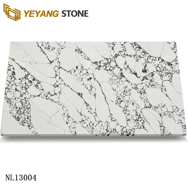 Dramatic Gray Veins Calacatta Quartz Surface for Islands NL13004